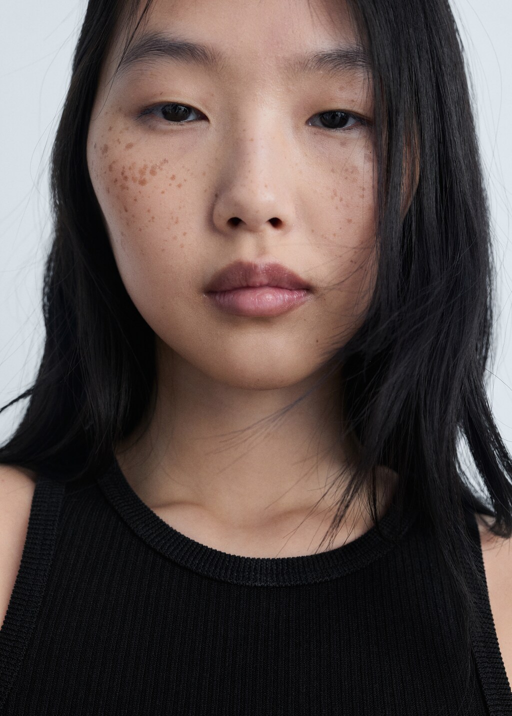 Fine ribbed knit top - Ecru