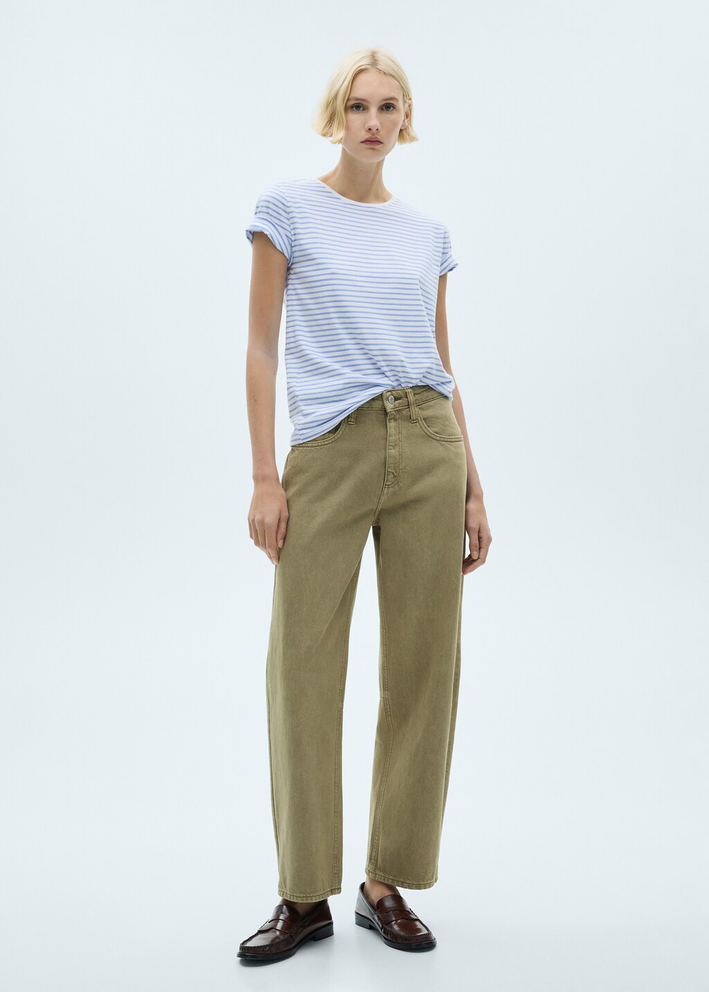 Striped short-sleeved t-shirt - Sky Blue