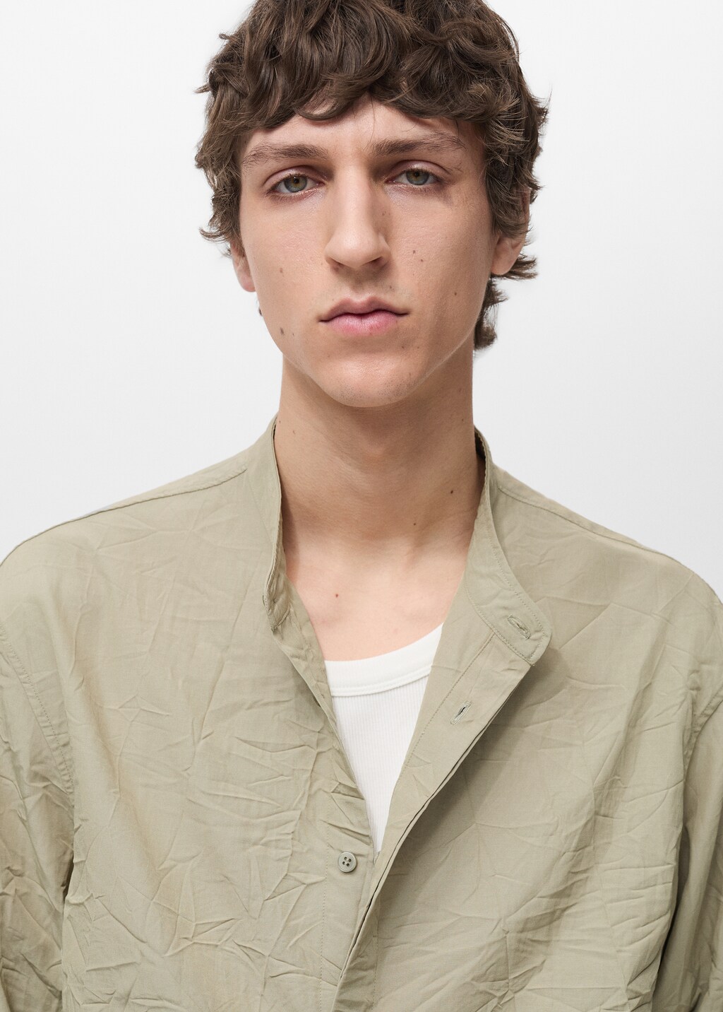 Crew-neck shirt with creased effect - Pastel Green