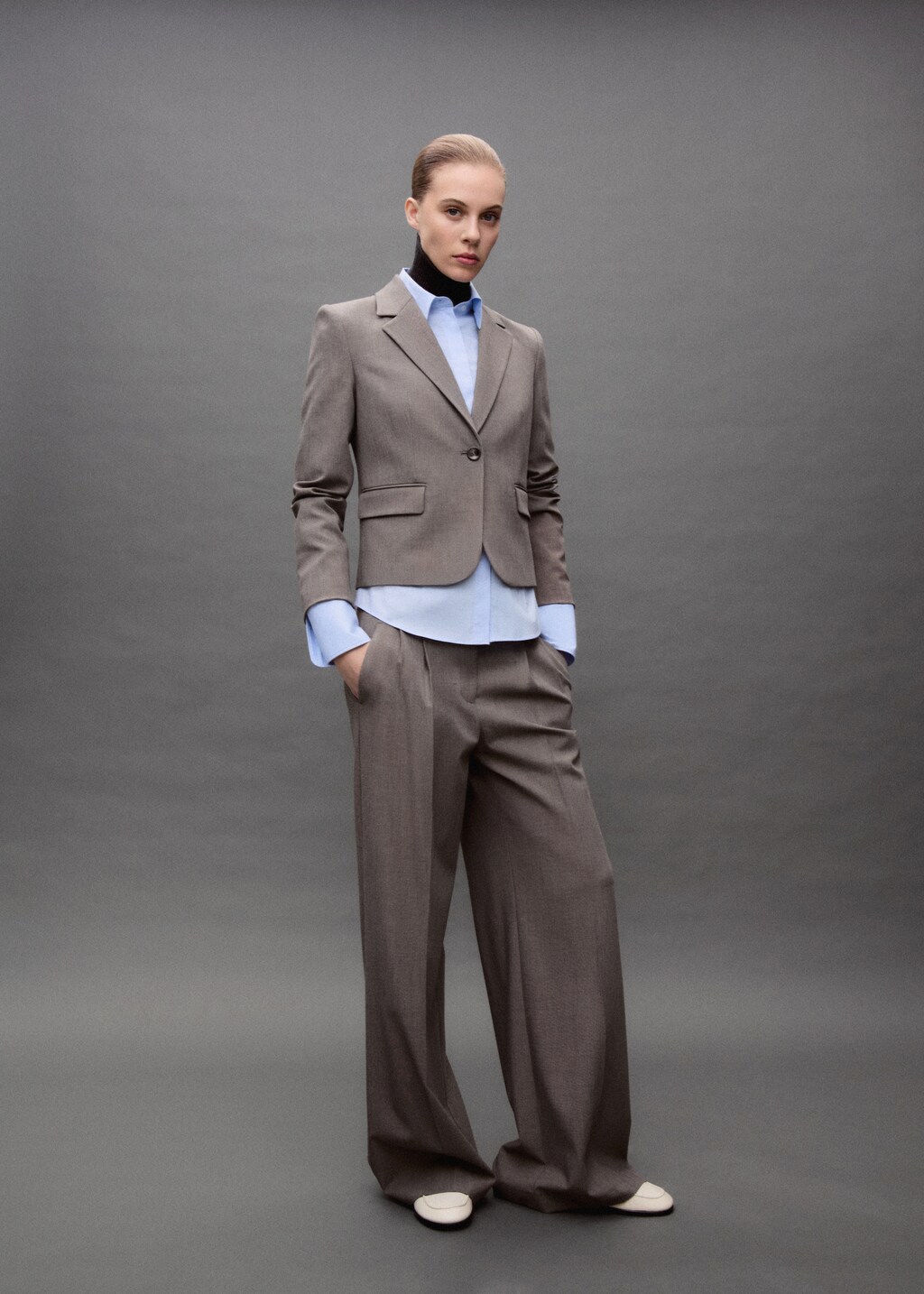 Wideleg suit trousers - Brown