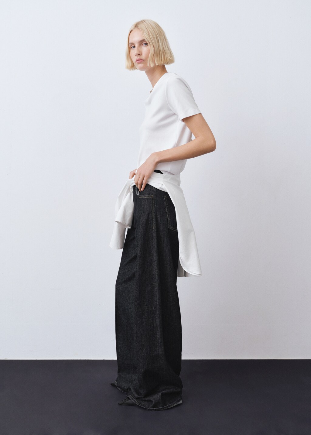 V-neck cotton T-shirt - Medium Brown