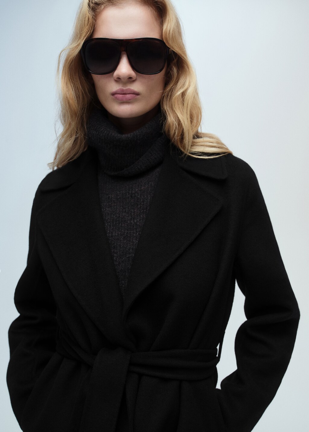 Handmade long coat with belt - Khaki