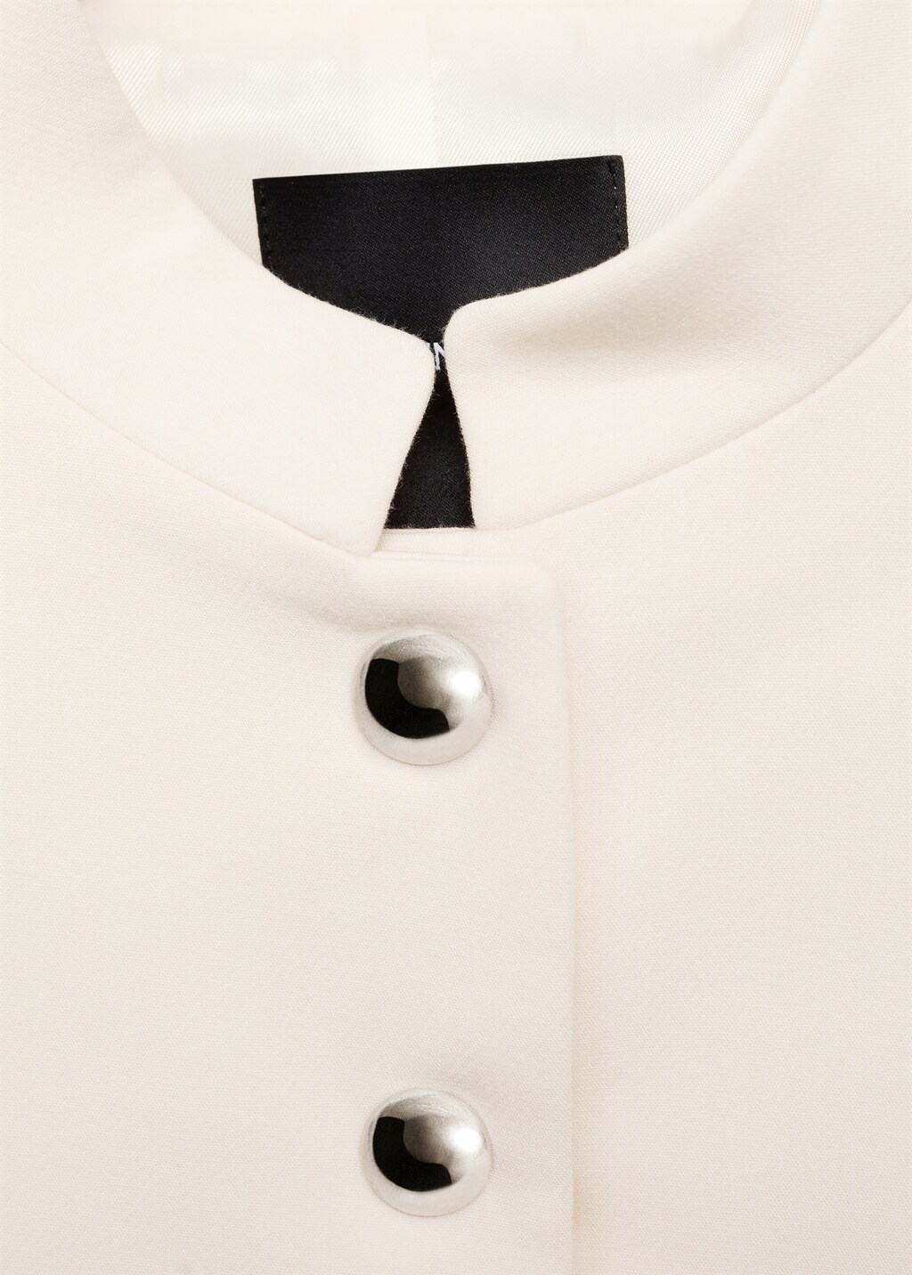 Strip-neck cropped jacket - Ecru