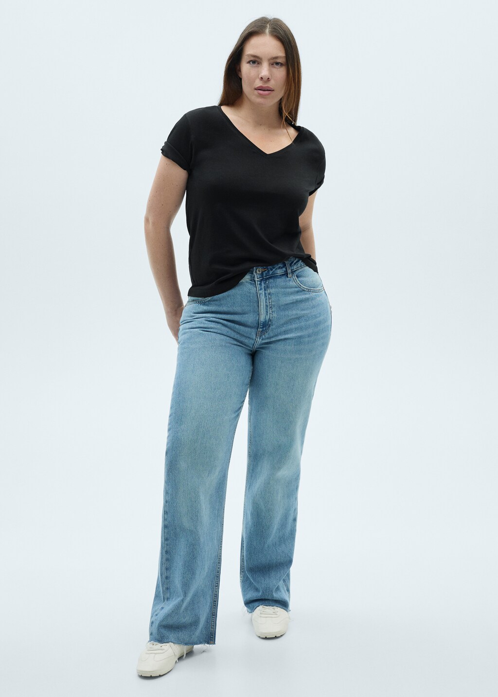 V-neck cotton T-shirt - White