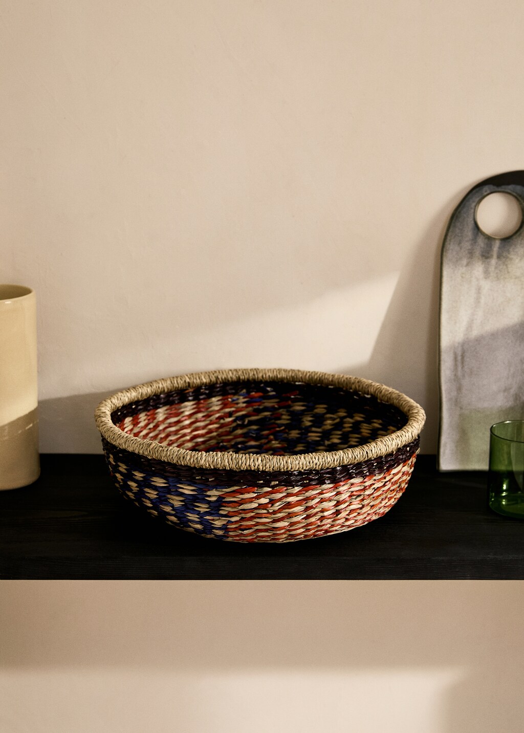 Large coloured seagrass basket - Brown