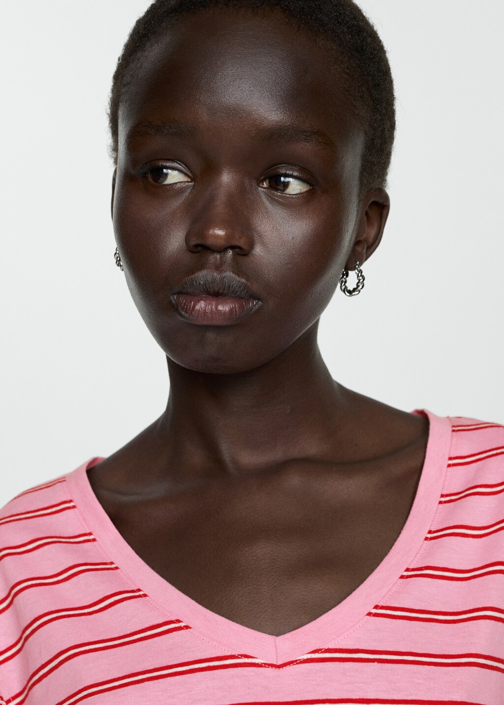 V-neck cotton T-shirt - Black