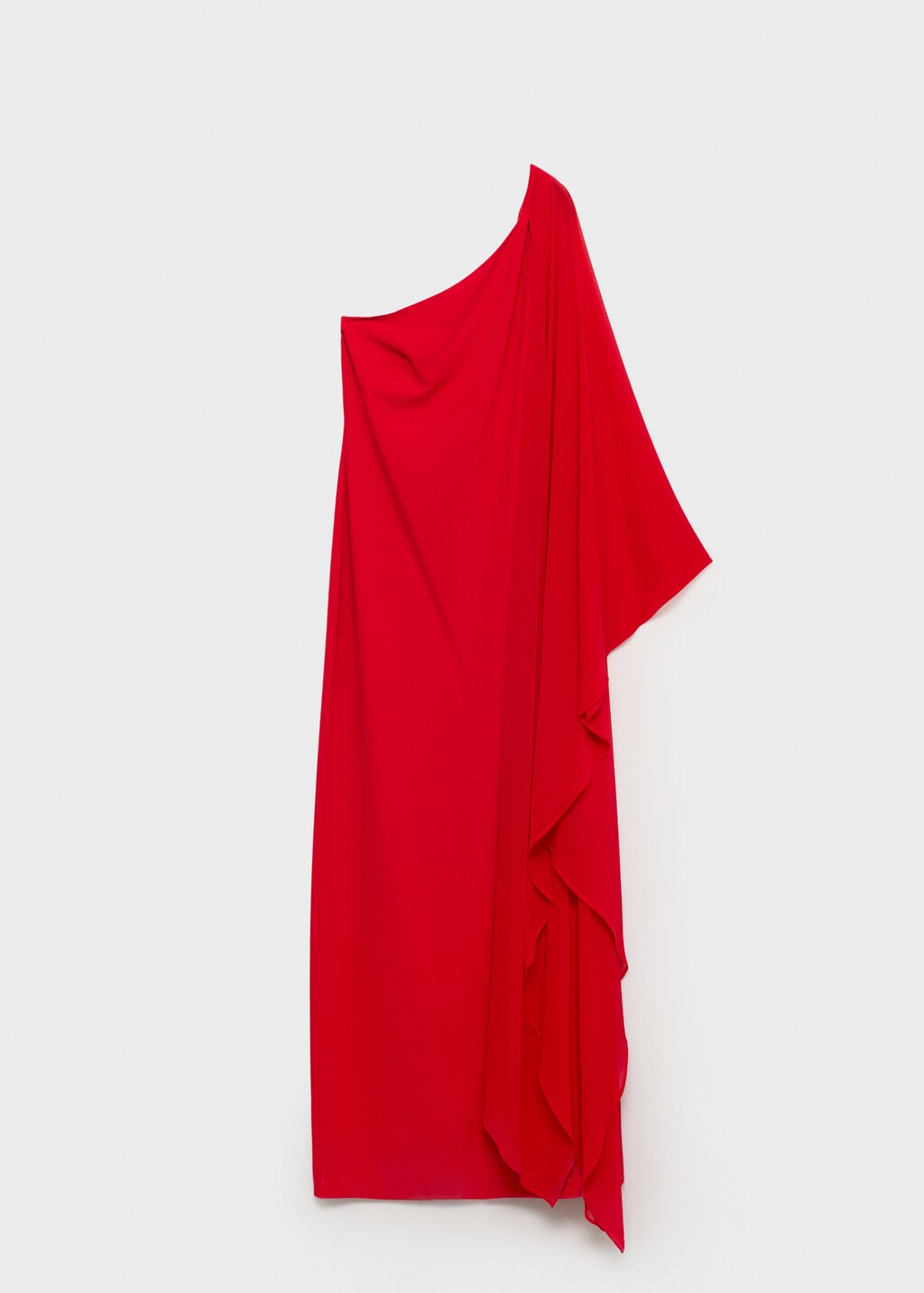 Asymmetrical dress with flared sleeves - Red