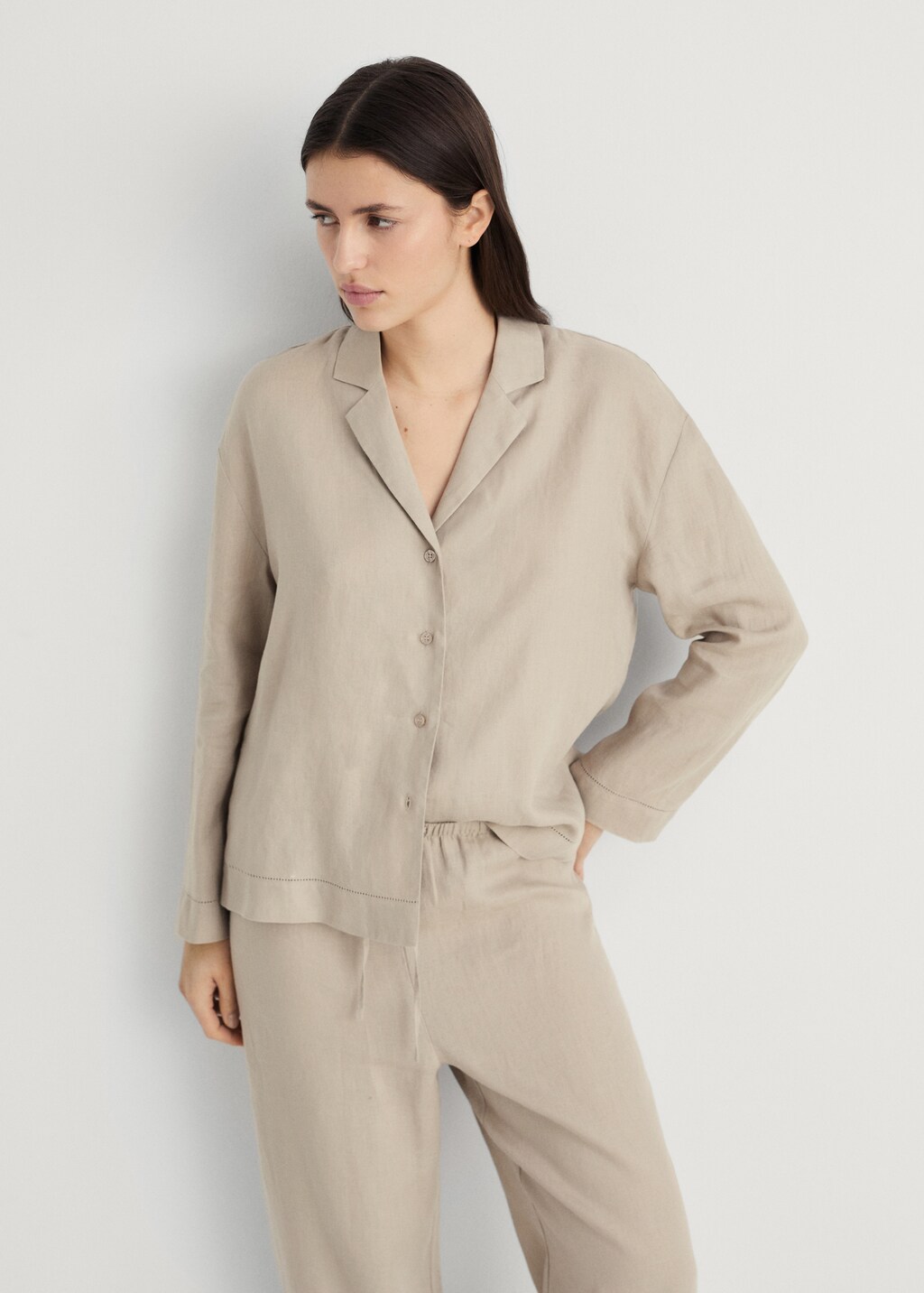 Linen-blend shirt - Sand