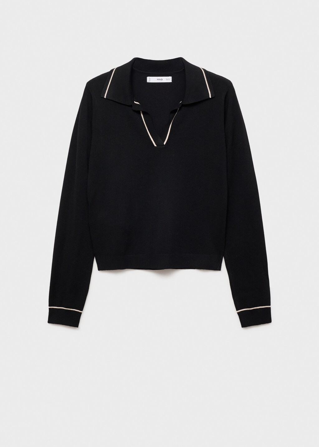 Sweater with contrasting lapels and trims - Light/Pastel Grey