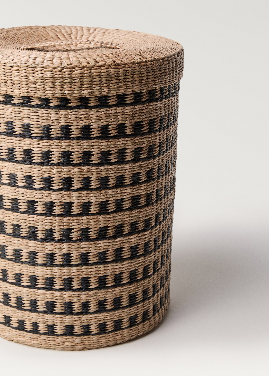 Seagrass basket with round lid - Brown