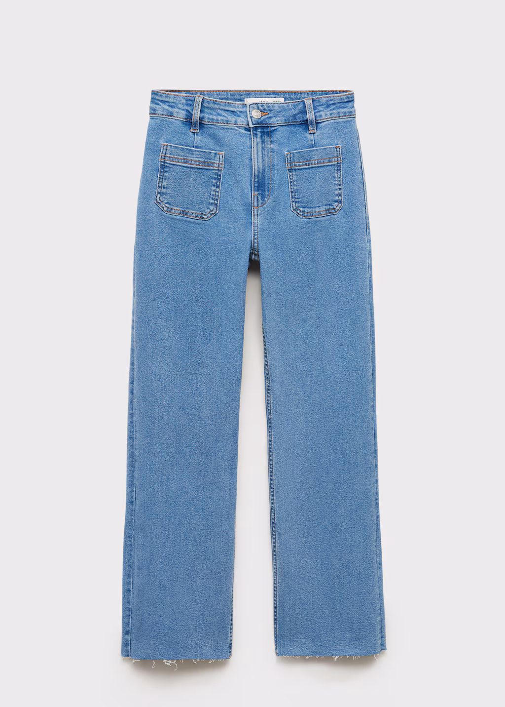 Flared cropped jeans with pockets - Black denim