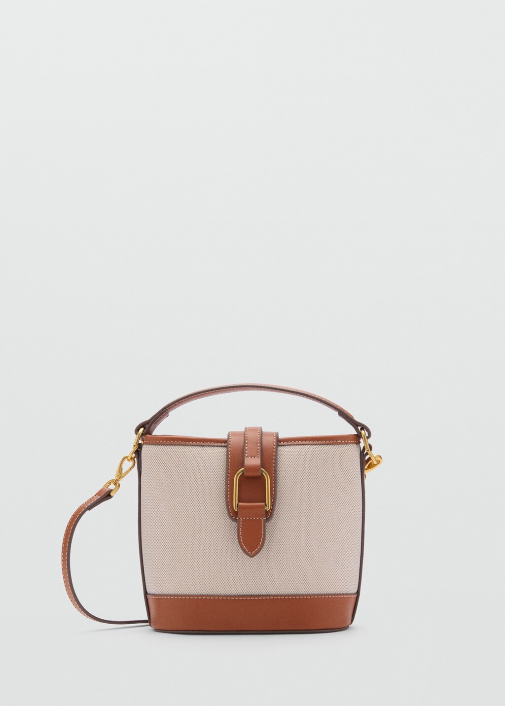 Contrasting canvas bucket bag - Leather
