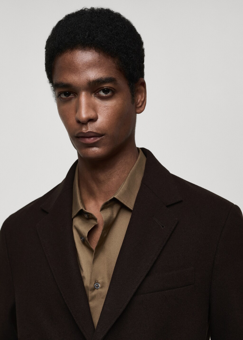 Long recycled wool coat - Medium Brown