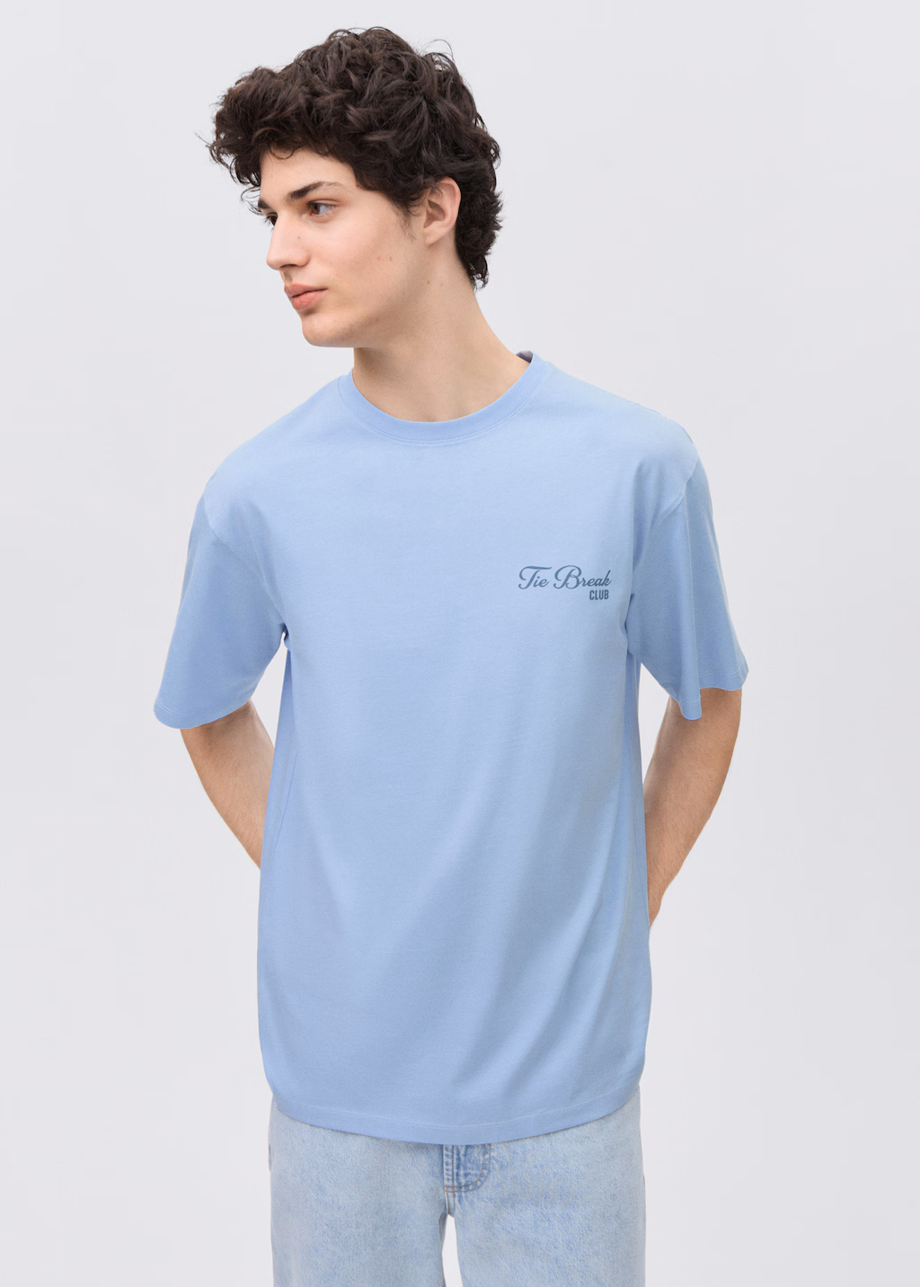 Message cotton T-shirt - Sky Blue