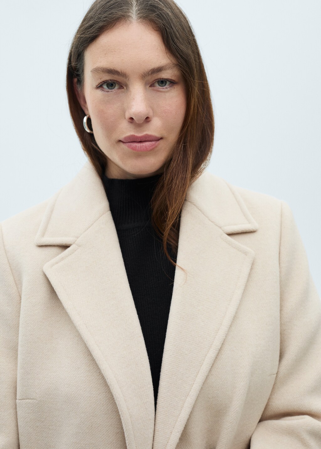 Double-breasted midi wool coat - Black