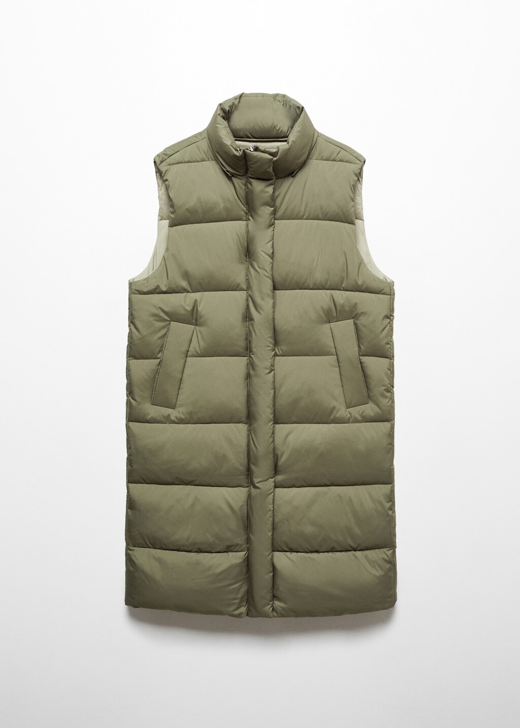 Quilted gilet with hood - Khaki
