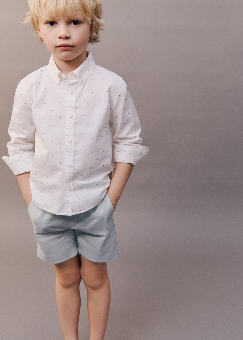 Printed Oxford shirt - White