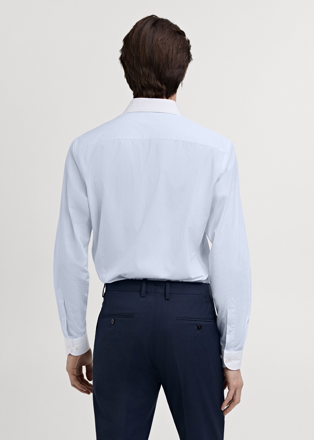 Striped suit shirt with contrasting collar - Sky Blue