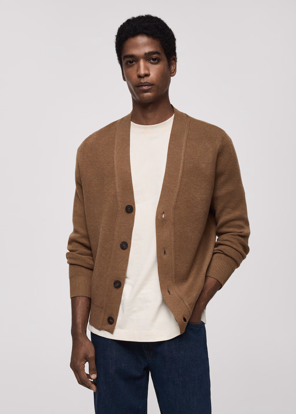 Knitted button cardigan - Dark Navy