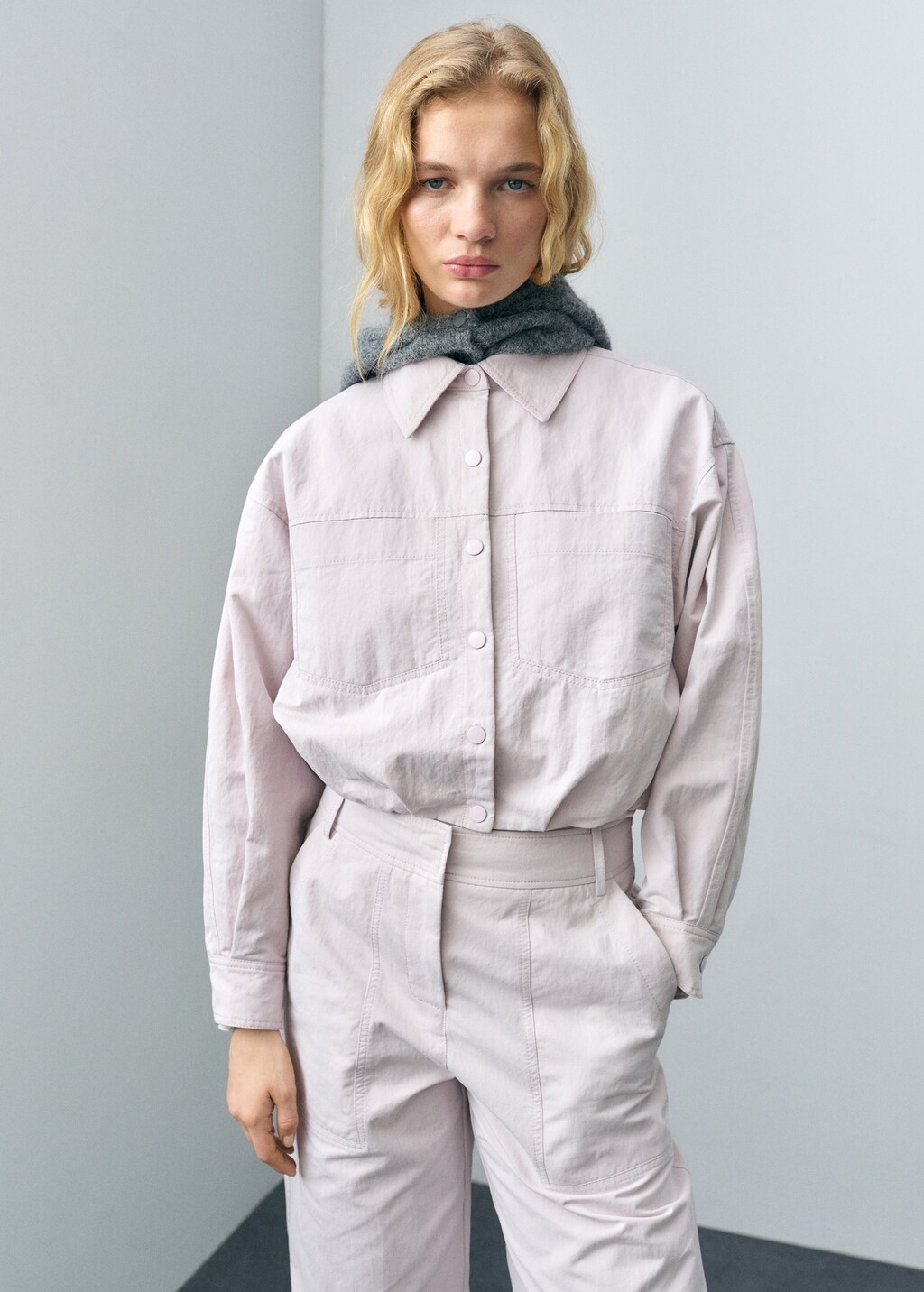 Gathered denim jacket - Lilac