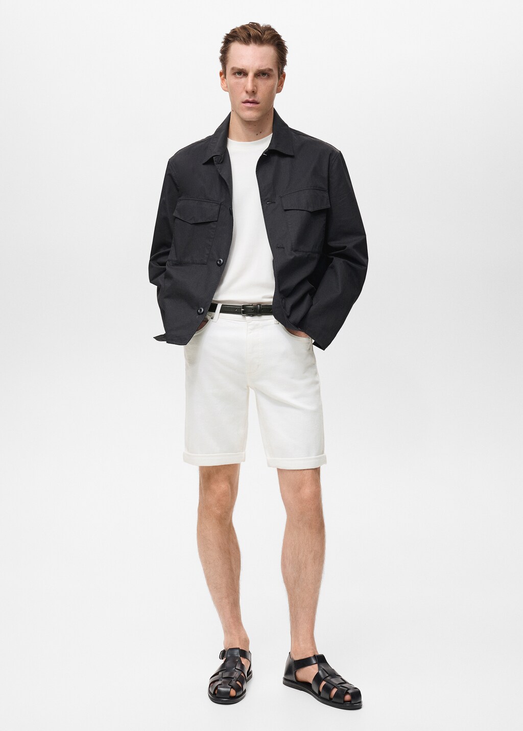 Slim-fit denim bermuda shorts - Dark Blue