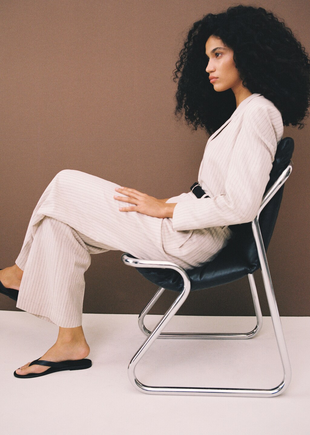 Striped suit trousers - Beige