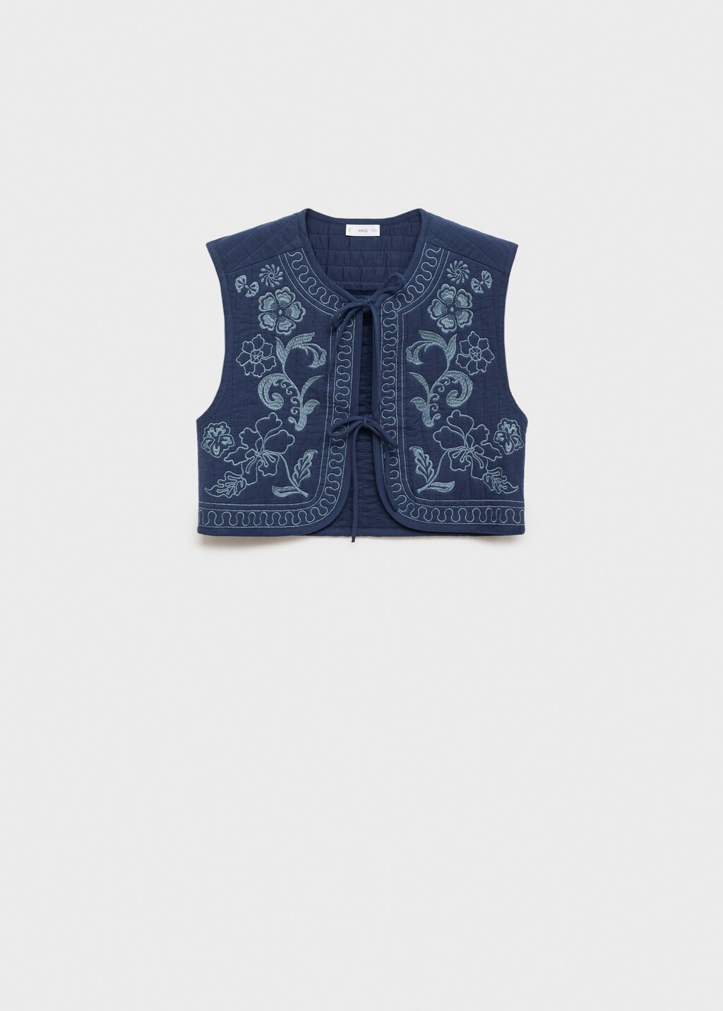 Embroidered cotton gilet - Dark Navy