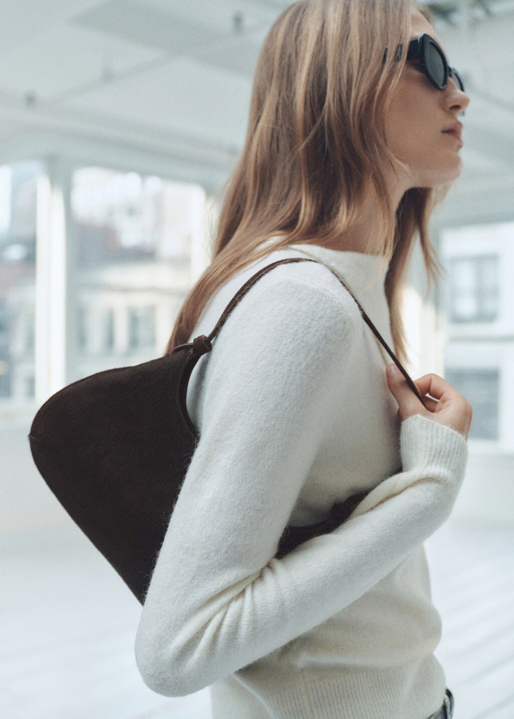 Cow leather shoulder bag - Blue