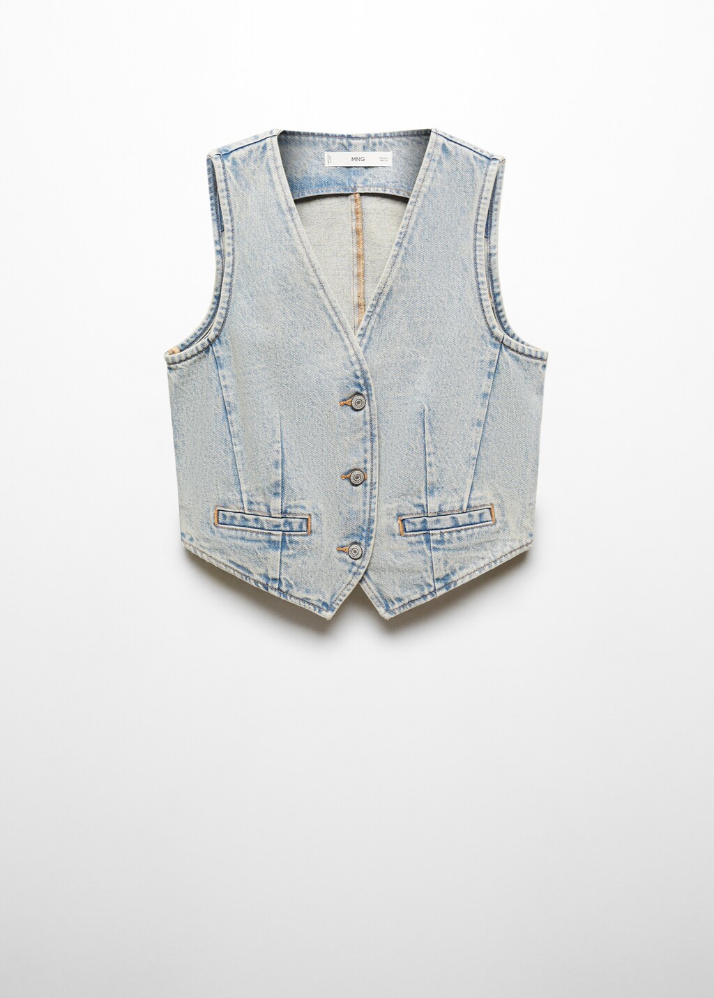 Denim gilet with seams - Sand