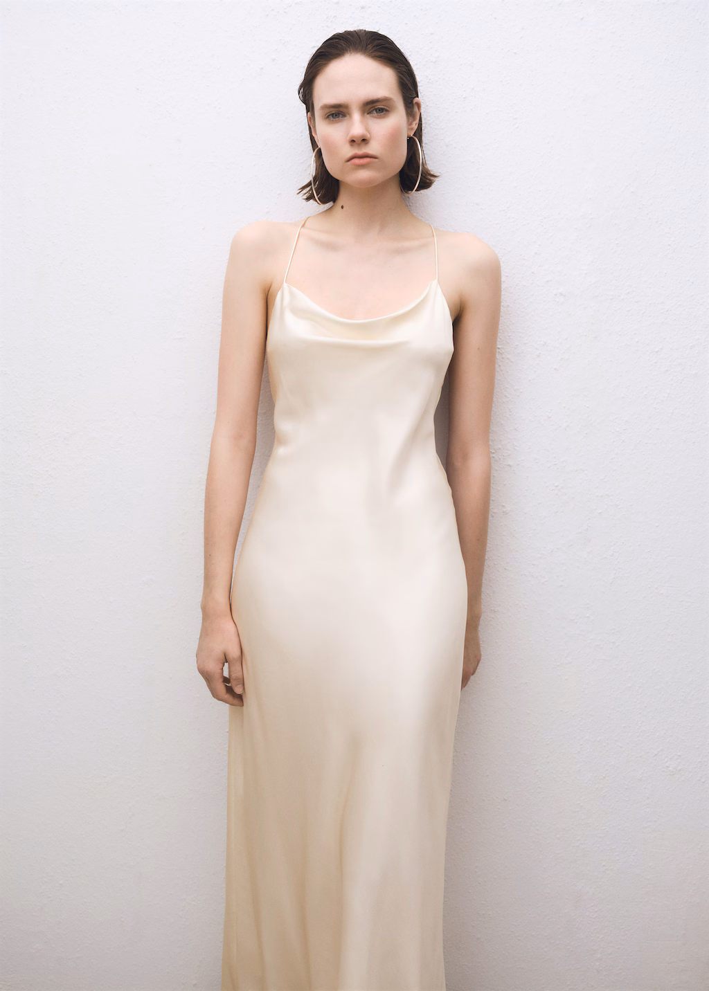 Silk dress with draped neckline - Charcoal