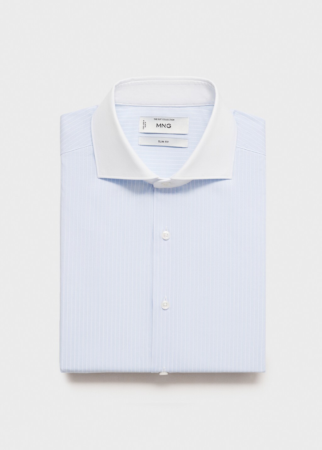 Striped suit shirt with contrasting collar - Sky Blue