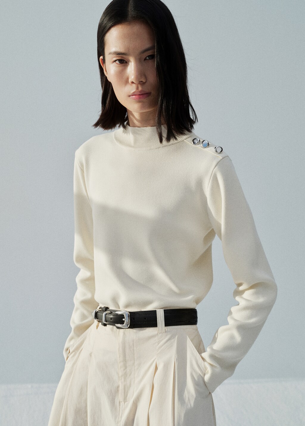 Buttons detail knit sweater - Ecru