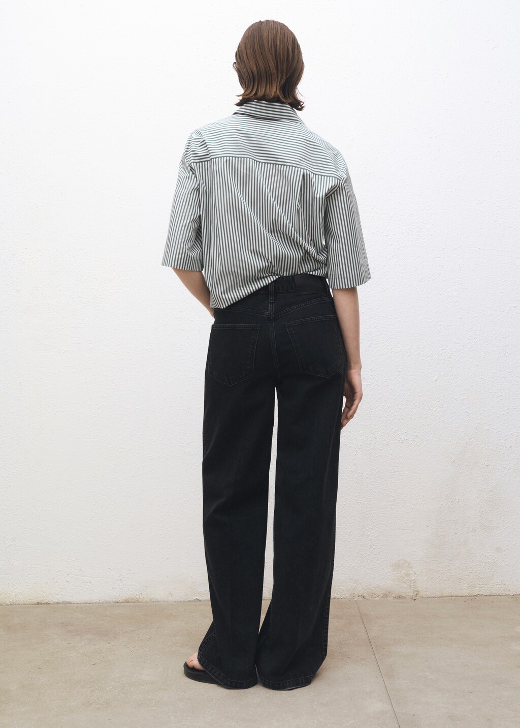 High waist straight jeans - Black denim