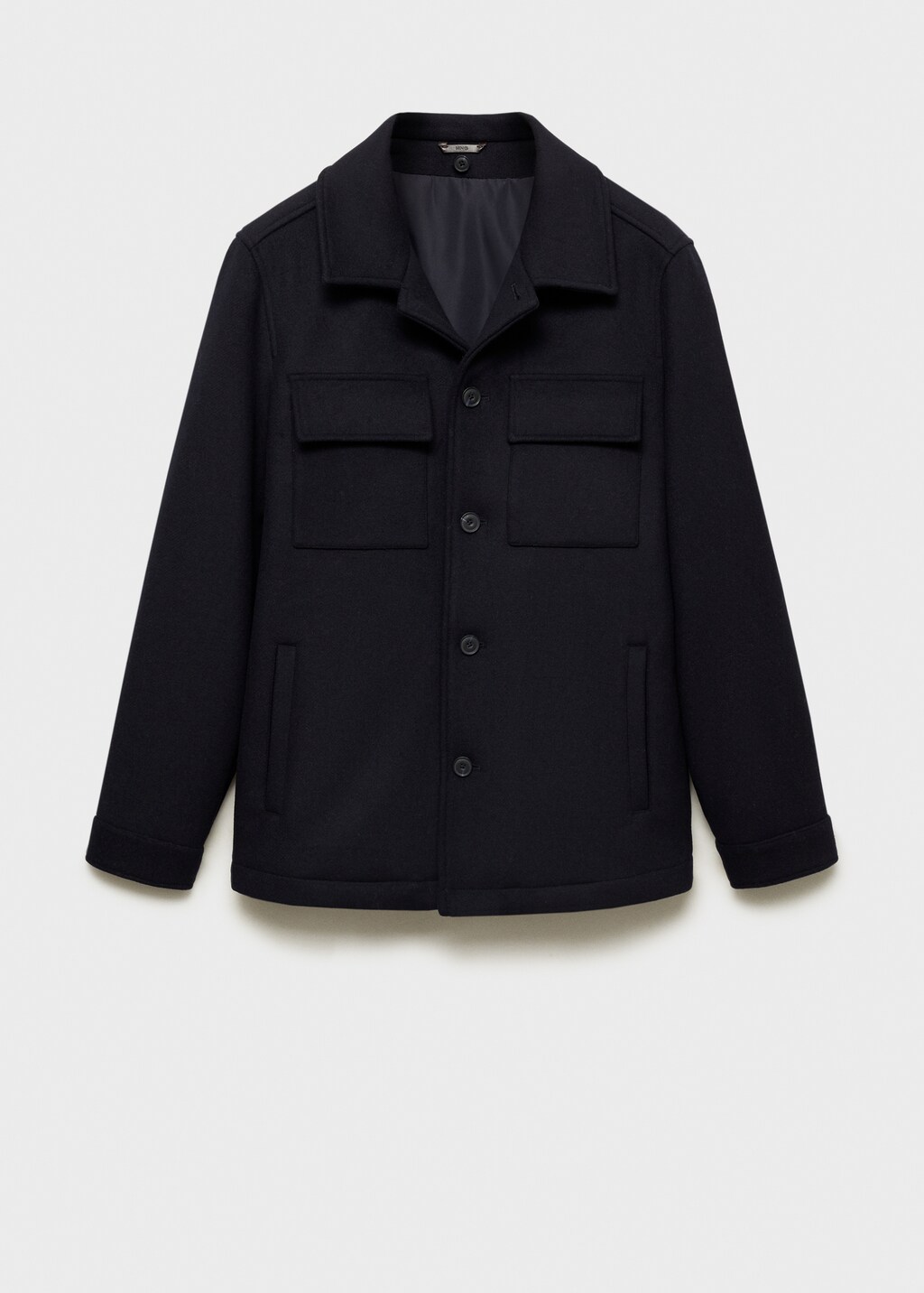 Wool blend coat with detachable hood - Dark Navy