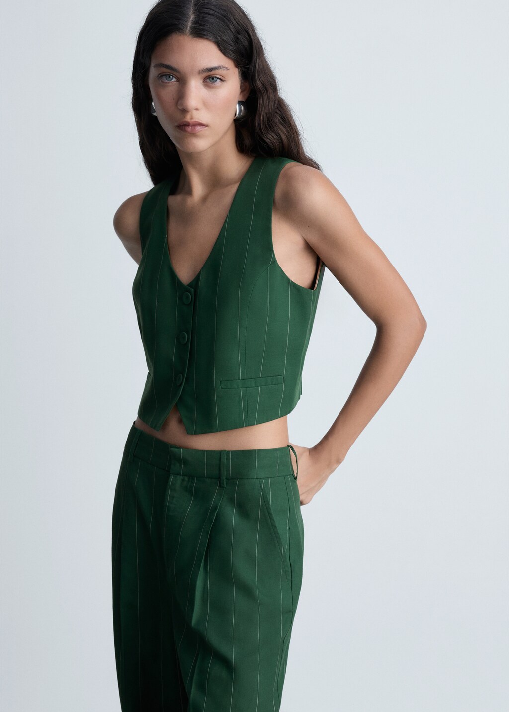 Pinstriped suit waistcoat - Green