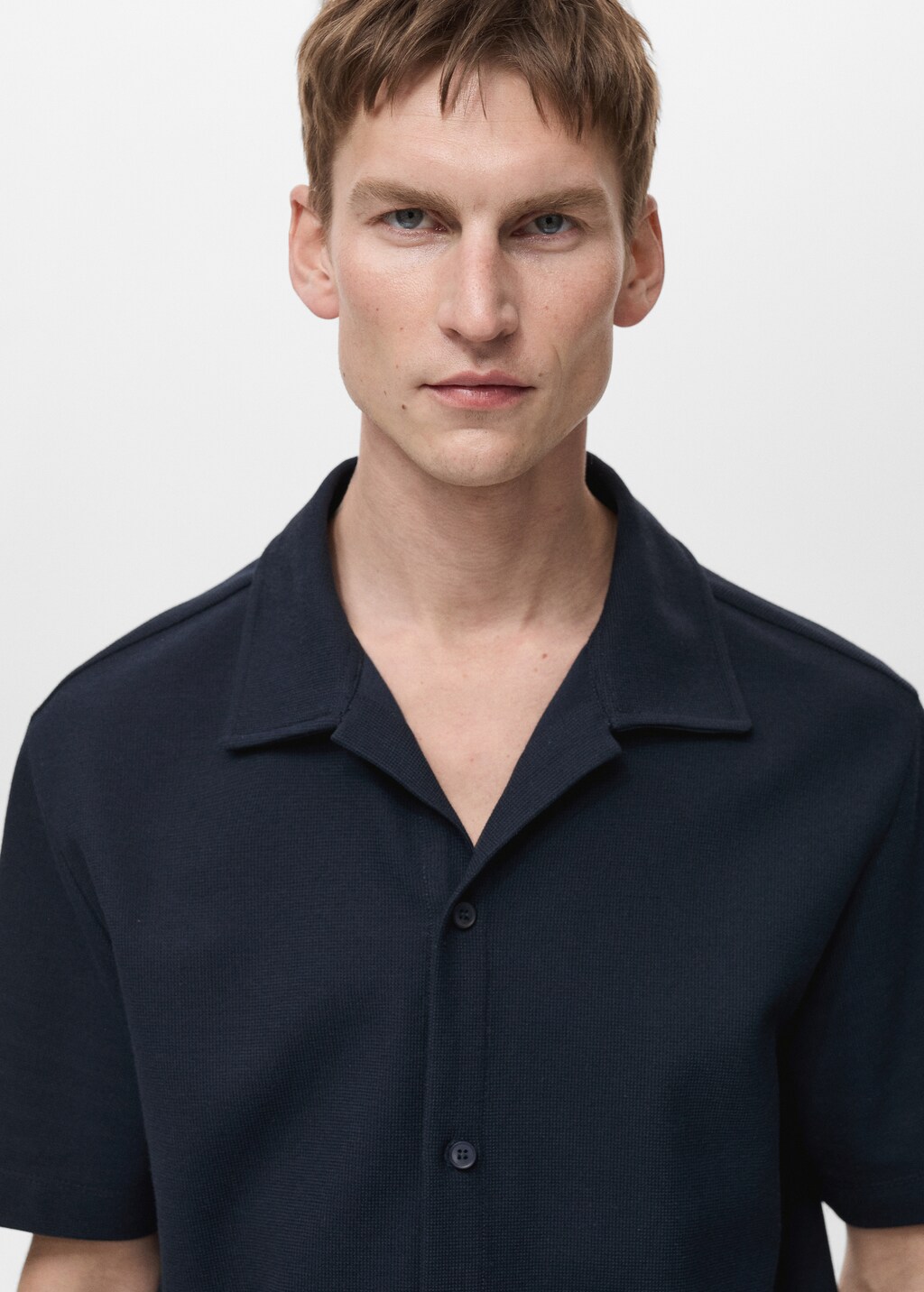 Structured knitted polo shirt - Dark Navy