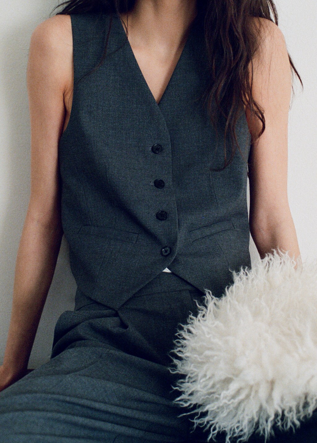 Gilet with adjustable belt - Grey