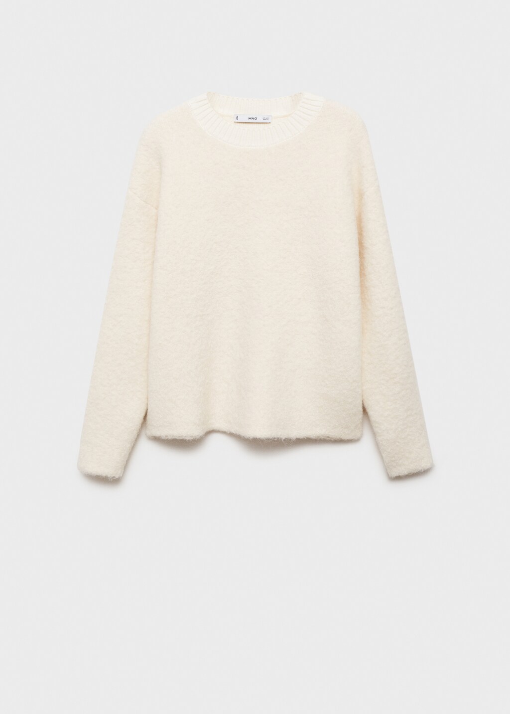 Round-neck sweater with soft finish - Ecru
