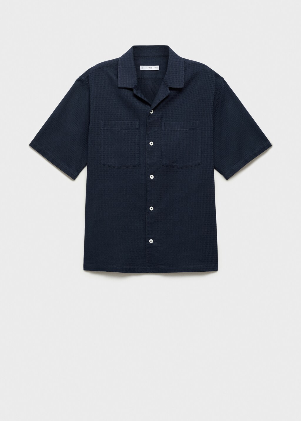 100% cotton check seersucker shirt - Dark Navy