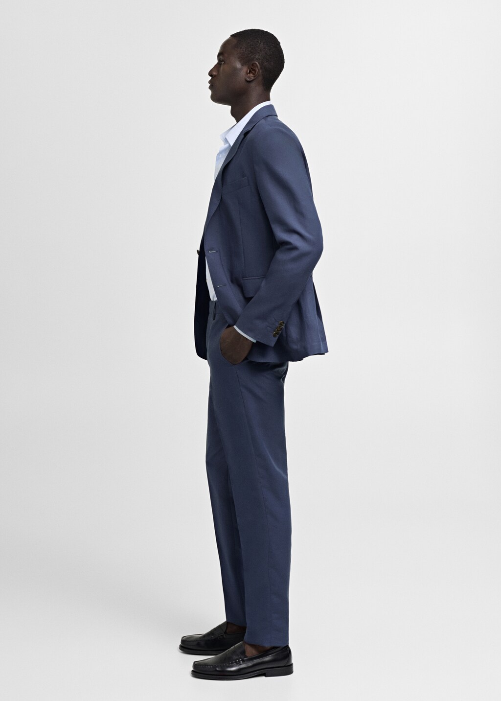 Stretch-fabric slim-fit suit jacket - Dark Navy