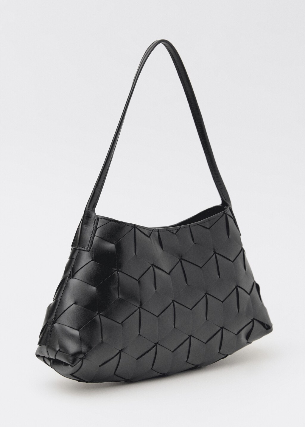 Braided leather shoulder bag - Black