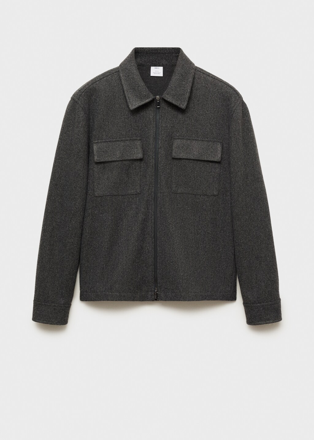 Regular-fit flannel jacket with pockets - Dark Heather Grey