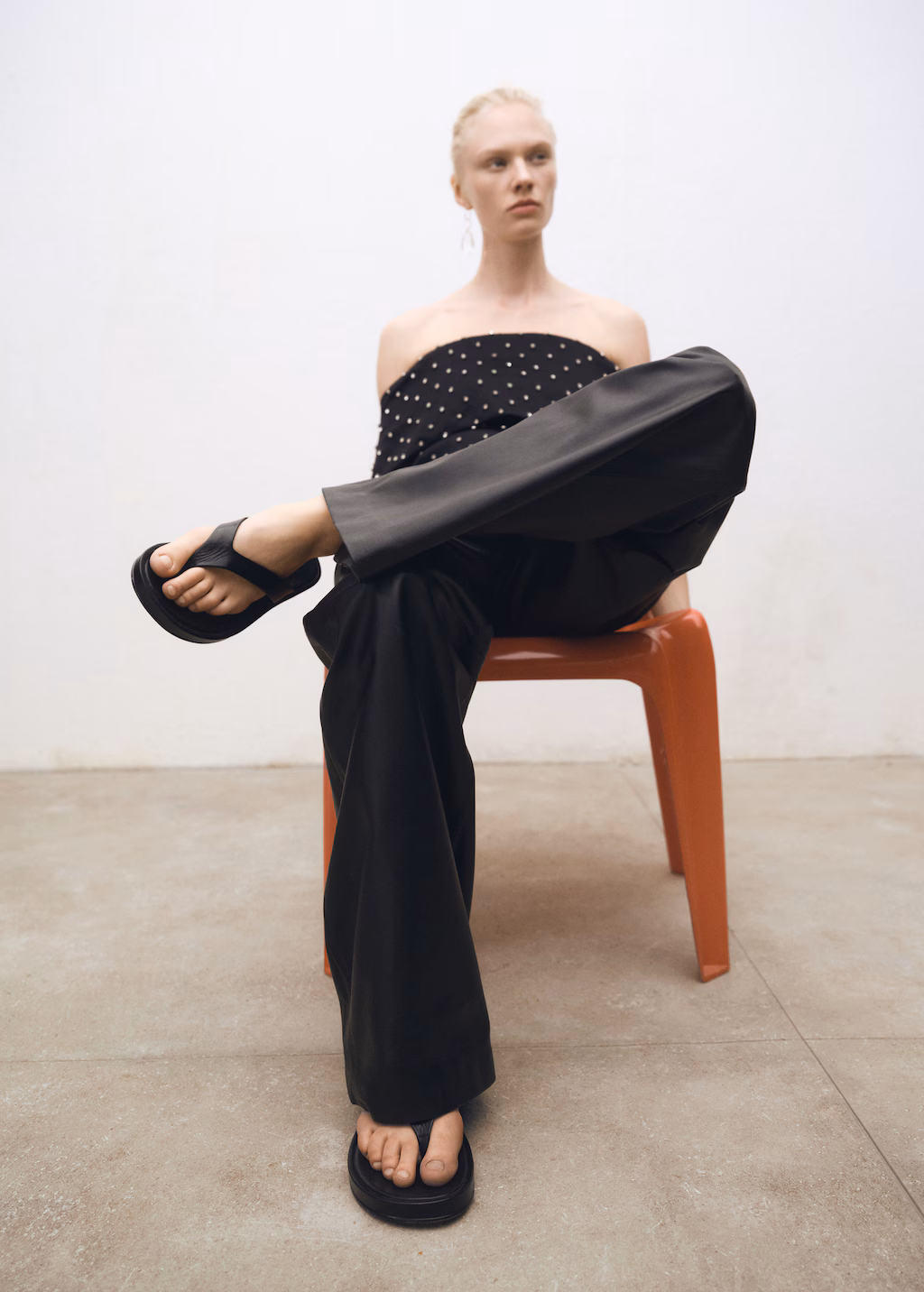 Leather straps sandals - Black