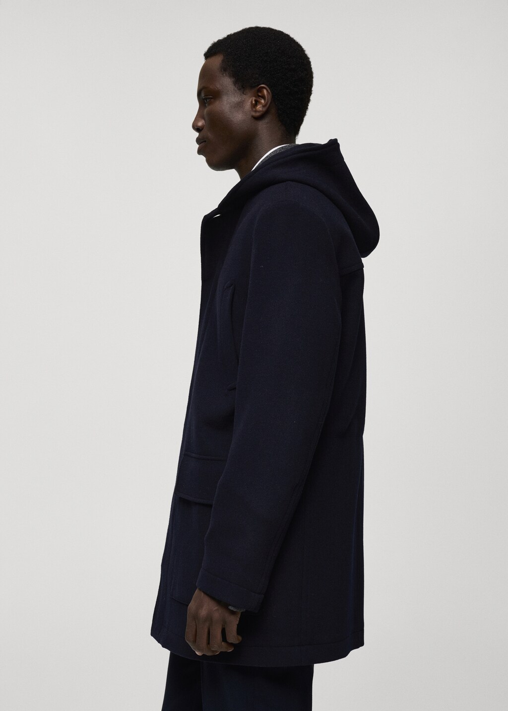Hooded wool coat - Dark Navy