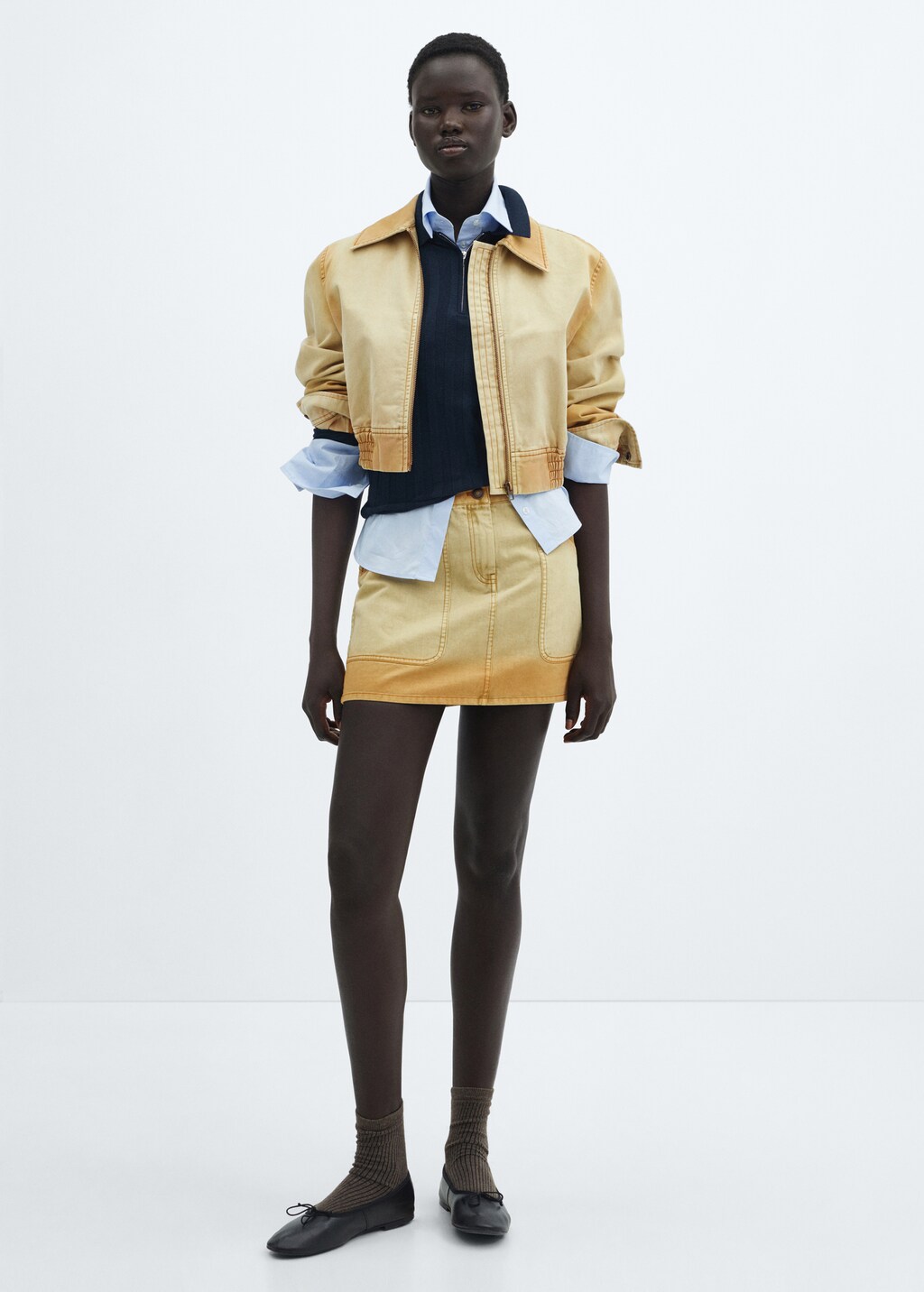 Worn-effect bomber jacket - Medium Brown