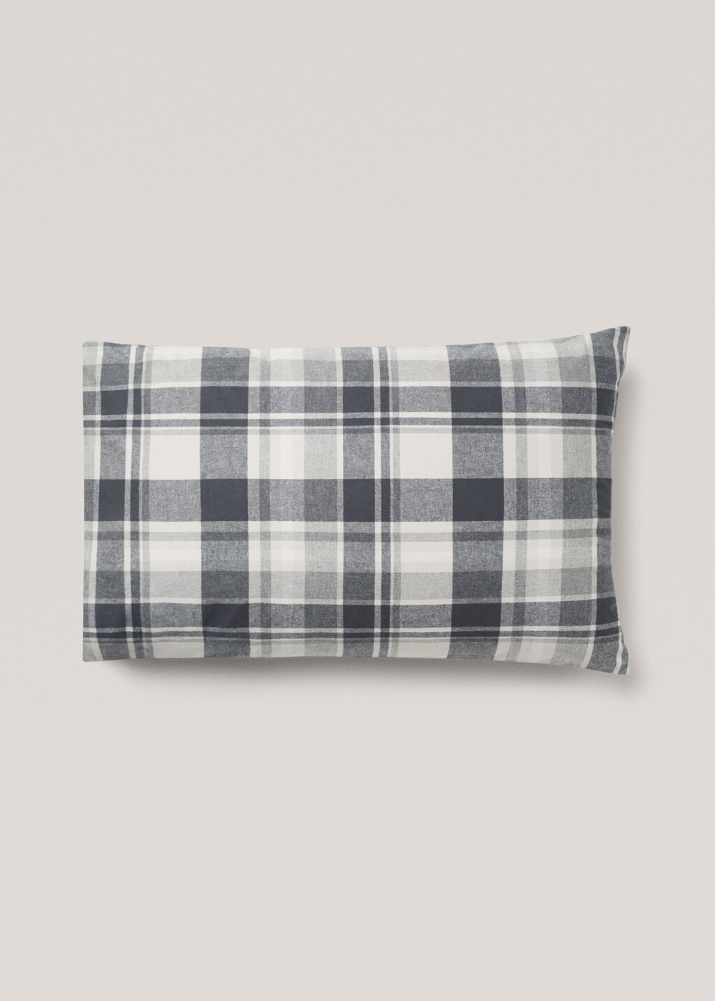 Pillow cover 100% cotton checkered flannel 50x75cm - Grey