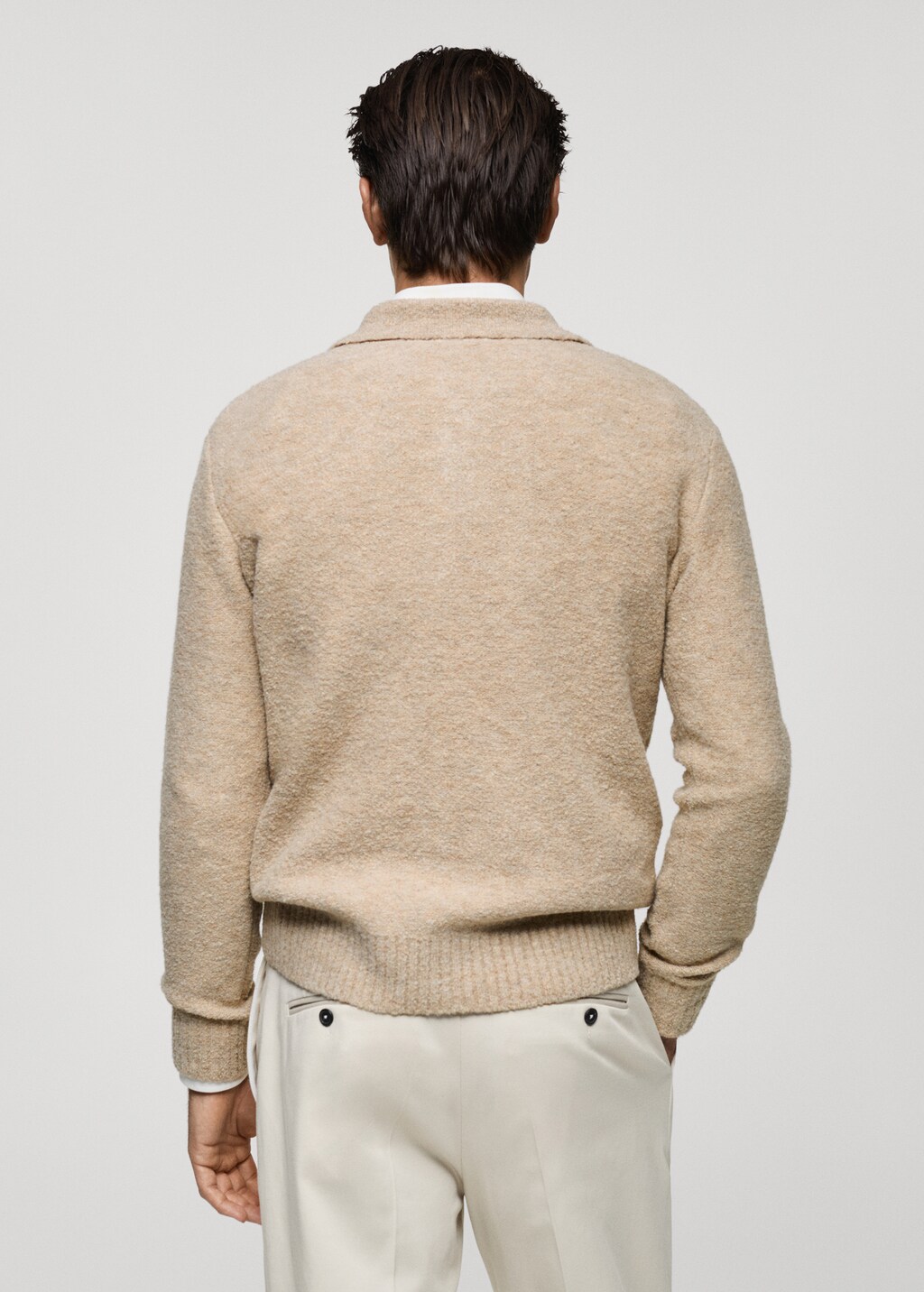 Mini boucle knit polo shirt - Sand
