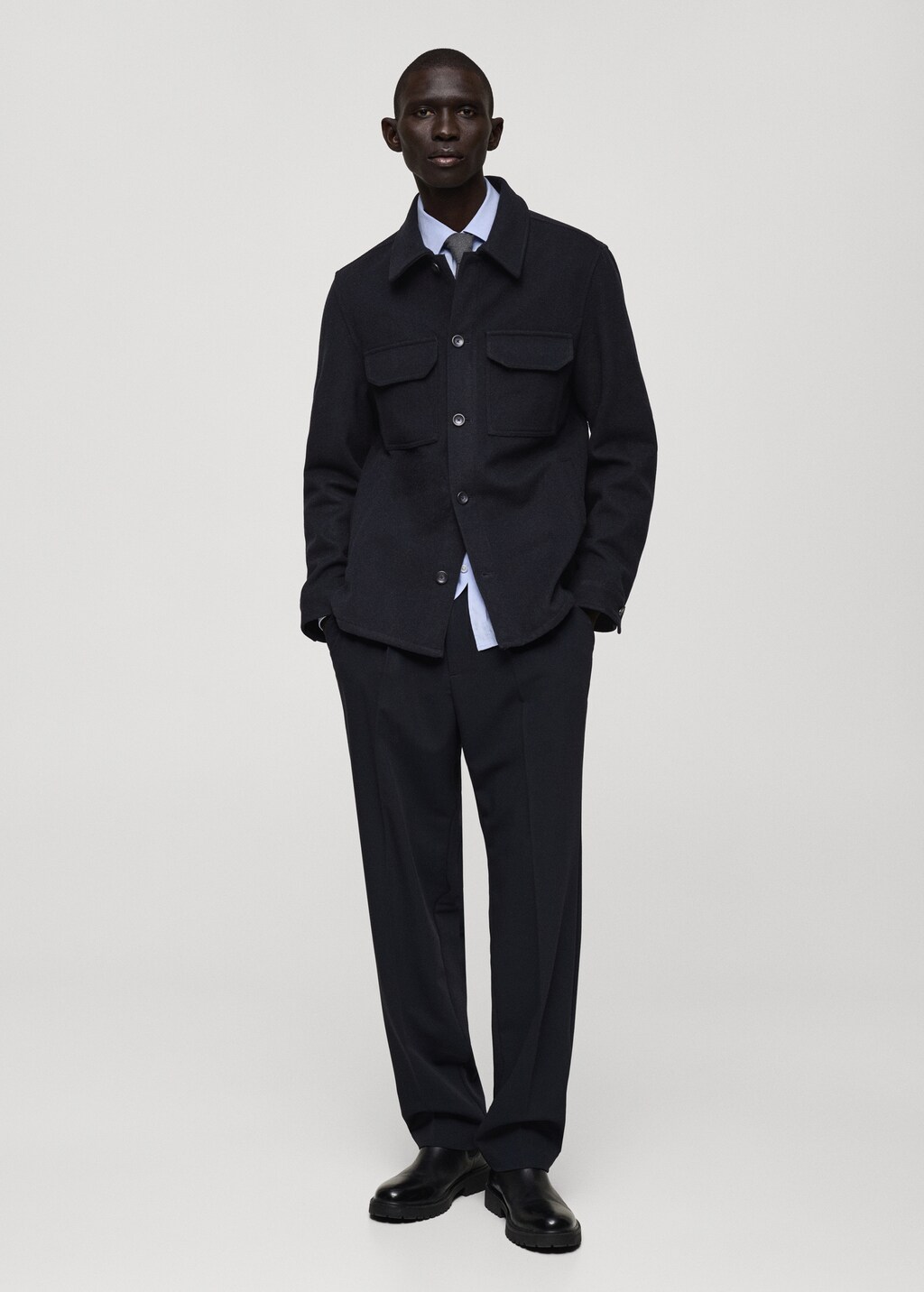 Flannel wool-blend overshirt - Medium Brown