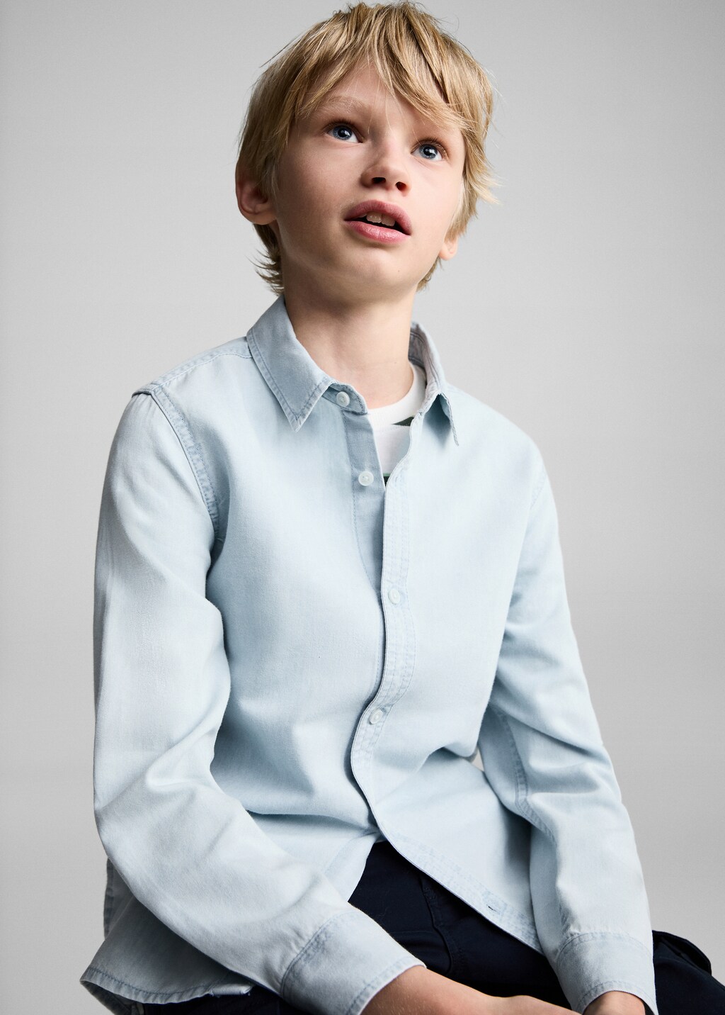 Slim-fit denim shirt - Light Blue