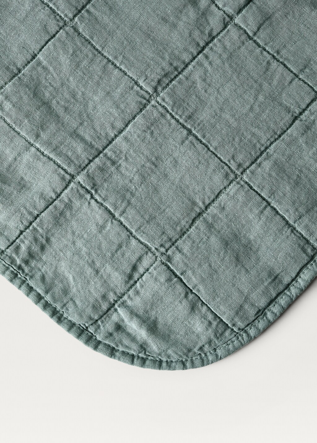 Linen-cotton garment-dyed cot bedspread - Green